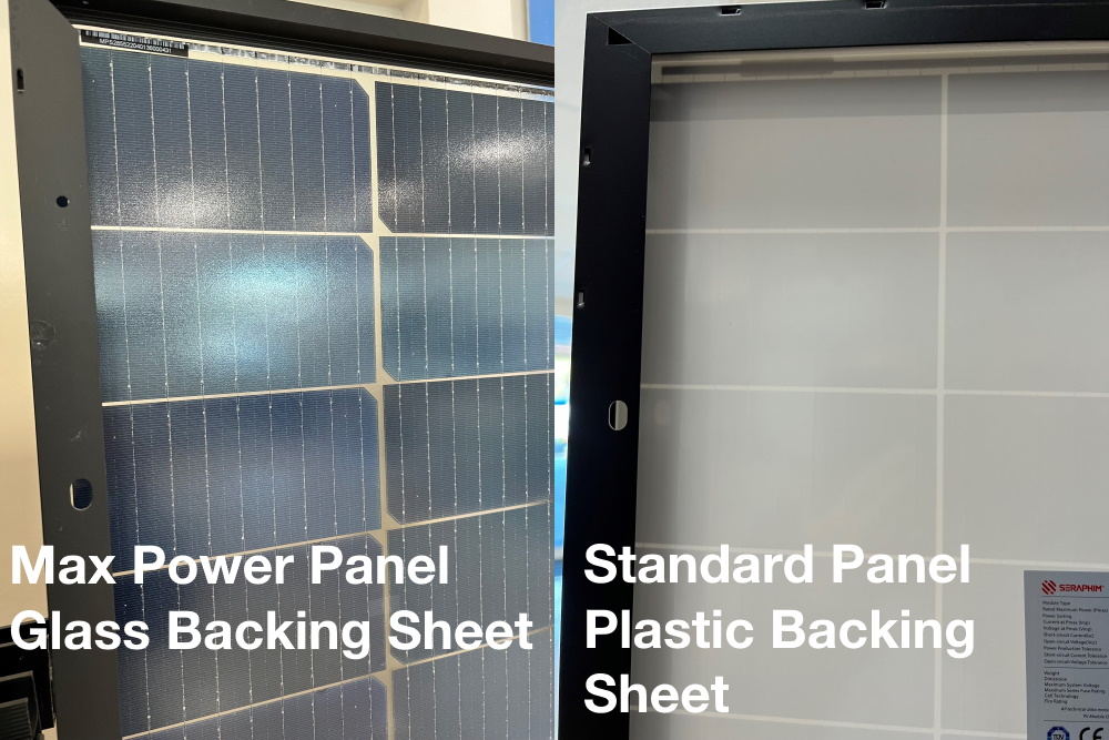 Max power panel glass backing sheet vs Standard panel plastic backing sheet