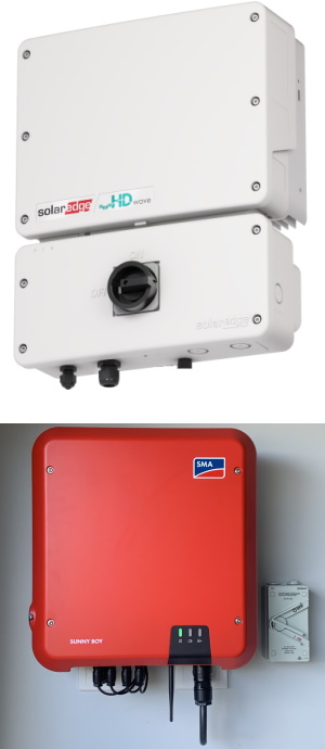 Image showing a SolarEdge Genesis inverter and an installed SMA inverter