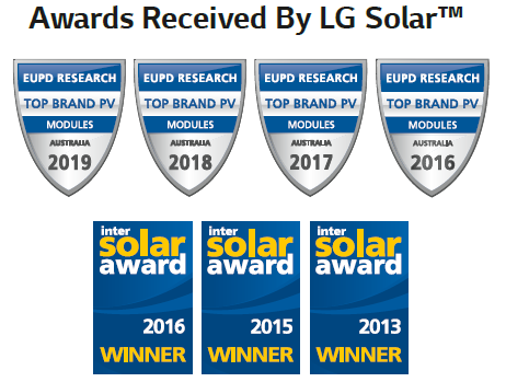 Awards Received by LG for solar panel